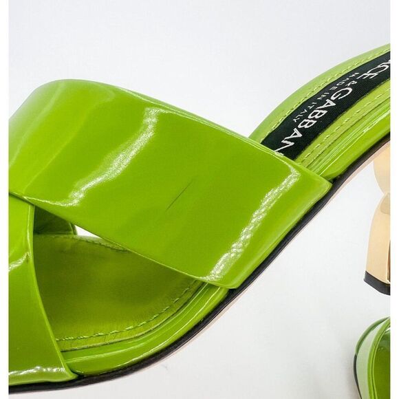 NEW Authentic DOLCE & GABBANA Green Polish Leather Sculpted Heel Mules S… - Picture 12 of 13